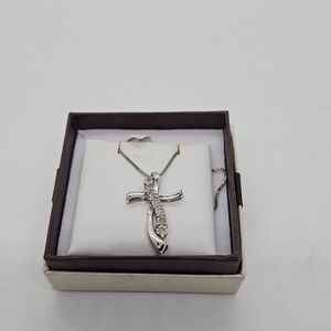 OTC Thailand sterling silver diamond cross necklace